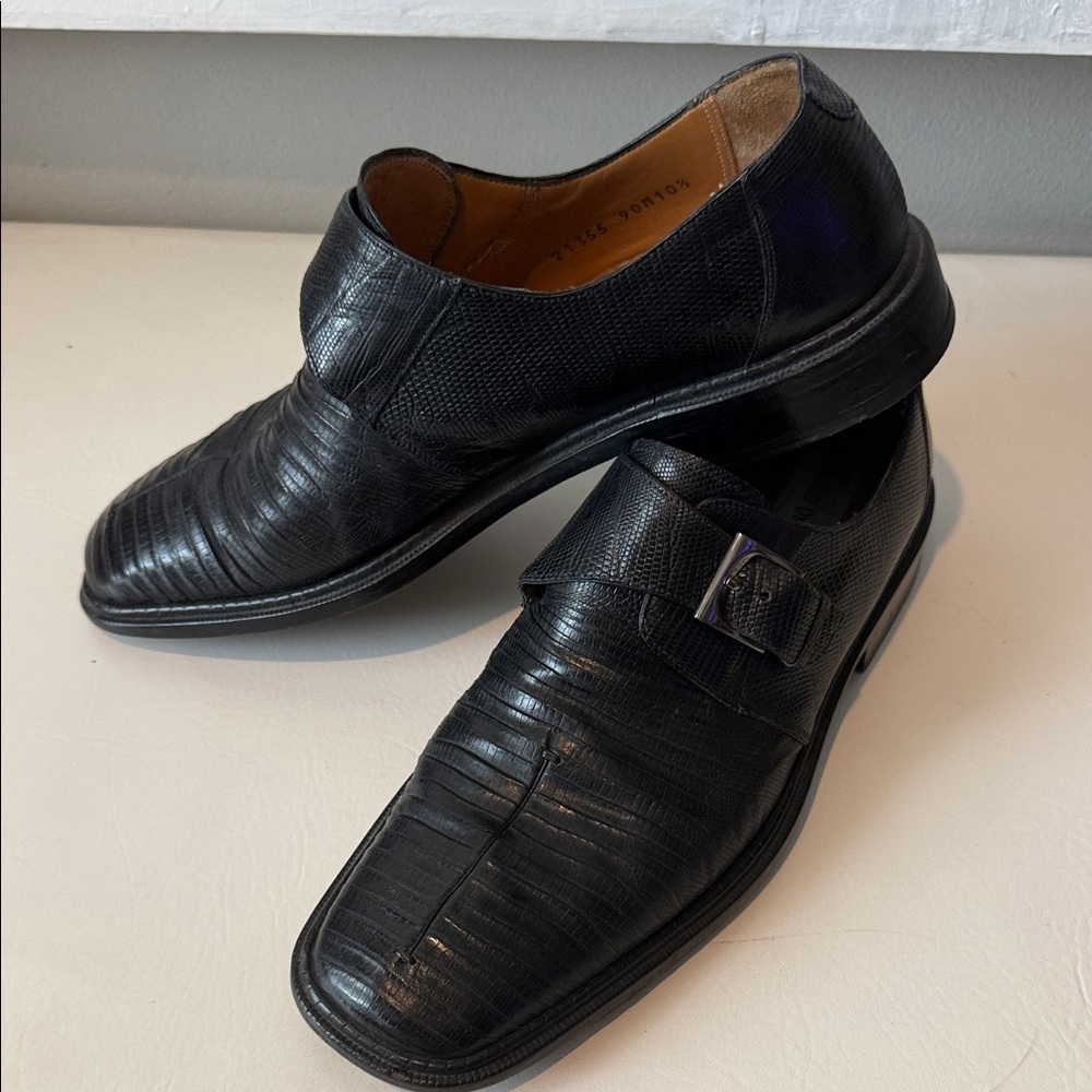 Sophisticated Black Genuine Lizard Men's Loafers